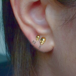 skull earrings 14k solid gold tiny fine wedding jewelry image 4