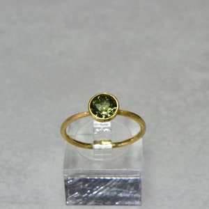 Green Tourmaline Ring 14K Gold Round Gemstone Solitaire Promise Ring Engagement Wedding October Birthstone image 2