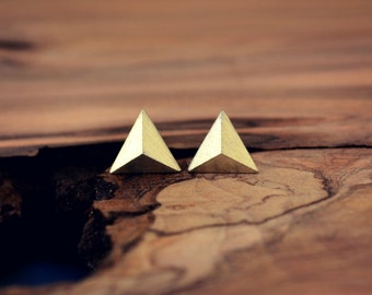 Mens Pyramid Stud Earrings Sterling Silver,Triangle Earring Faceted Studs, Silver Pyramid Earrings, Mens Jewelry,Triangle Pyramid Jewelry