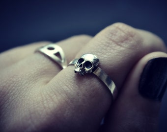 Anillo de cráneo, anillo de hombre, anillo de plata de ley, rockero, punk, motociclista, piratas, regalo fresco para papá