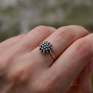 Particle Molecule Dandelion Ring Minimalist Sterling Silver Organic Biology Jewelry Modern Bubble Dot Granulation Ring image 4