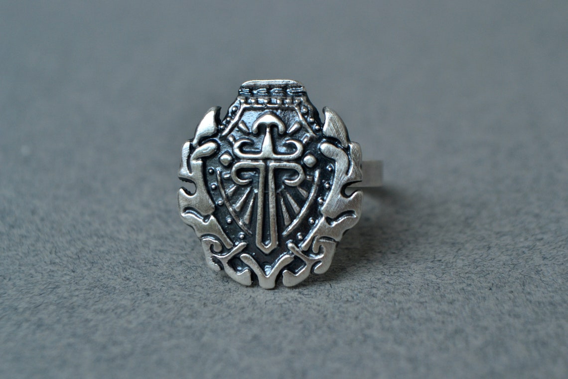 Sterling Silver Gothic Cross Ring Mens Jewelry Medieval Crest Etsy