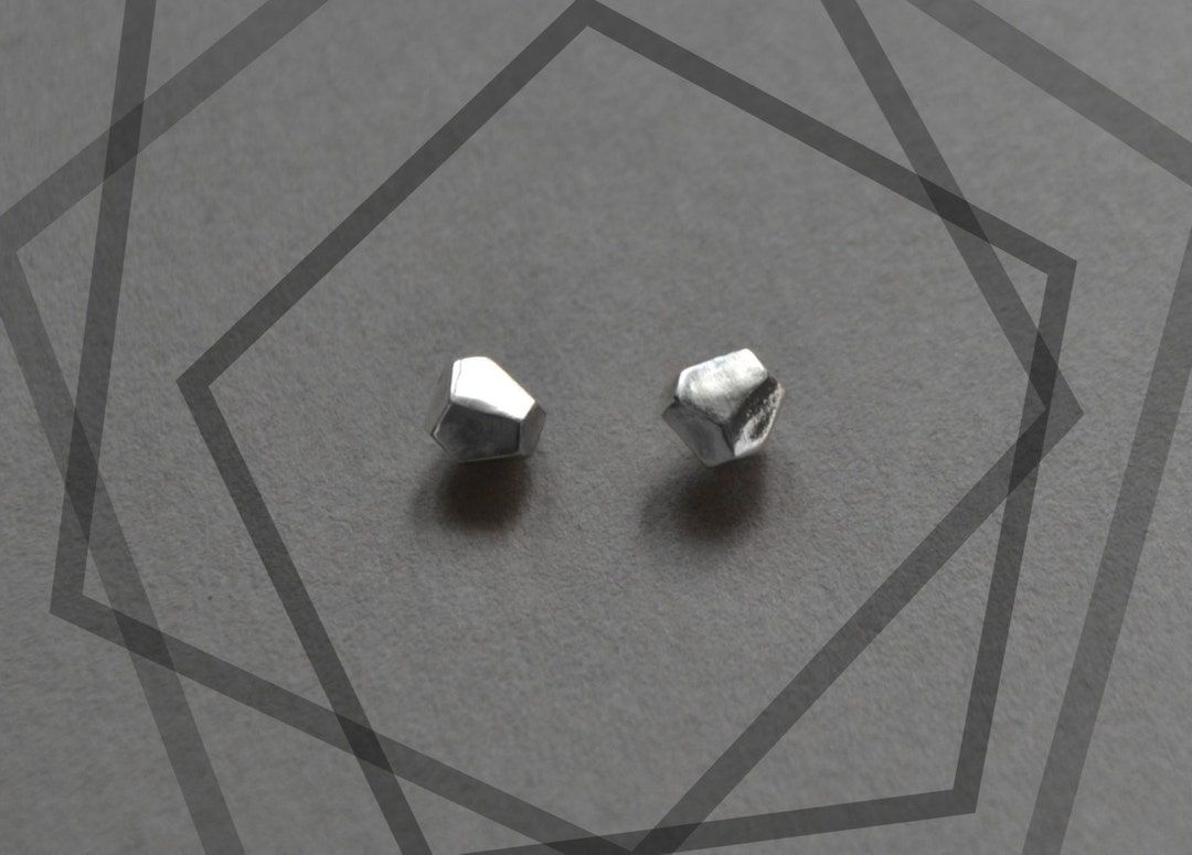 Sterling Silver Stud Earrings Geometric Minimal Earrings - Etsy