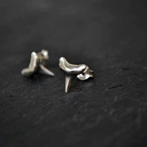 Shark Tooth Earrings Mens Stud Earrings Sterling Silver Beach Jewelry Shark Teeth Earrings Surfer Jewelry Bridesmaid Gift