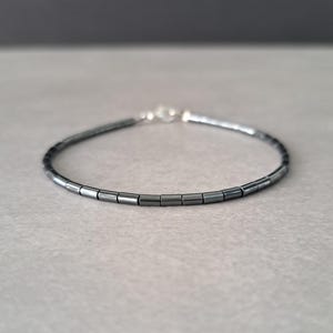 Mens Hematite Bracelet, Mens Bracelet, Hematite Jewelry, Mens Jewelry, Stone Bracelet, Minimalist Bracelet Healing Yoga Meditation Jewelry