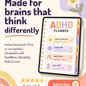 Cyfrowy planer ADHD na rok 2027 | Planer GoodNotes Notability | Hiperłączny planer na iPada i Androida | Neuroatypowy planer dzienny, tygodniowy i miesięczny