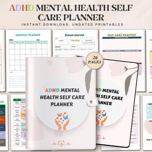 ADHD Mental Health Self-Care Planner, Executive Functioning Journal (Digital Download PDF)
