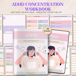 ADHD Concentration Workbook for Teens, Executive Function Activities, Teen Mindfulness Printables, Attention Skills Therapy Tool PDF