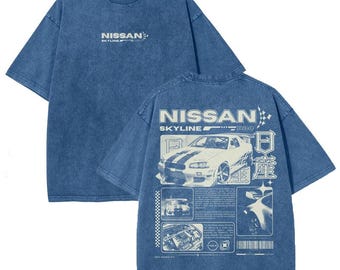 Vintage JDM Car Blueprint Shirt, Retro Japanese Sports Car Tee, Streetwear Racing Graphic T-Shirt