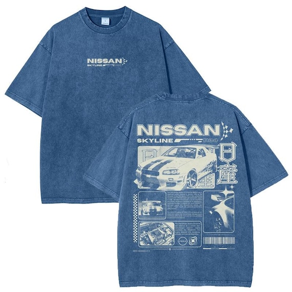 Vintage JDM Car Blueprint Shirt, Retro Japanese Sports Car Tee, Streetwear Racing Graphic T-Shirt