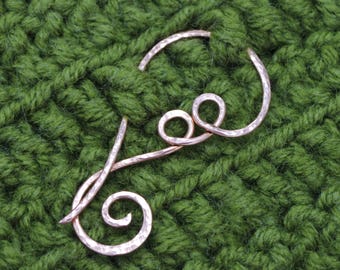 Shawl Pin Scarf Pin Sweater Pin Copper Jewelry Wire Wrap Jewelry Copper Brooch Fibula Wire Shawl Pin Copper Shawl Pin Sterling Brooch 925