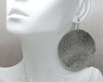 Silver Disc Earrings Big Disc Earrings Large Disc Earrings 2 inch Disc Earrings Sterling Silver African Earrings Tribal Earrings Earings