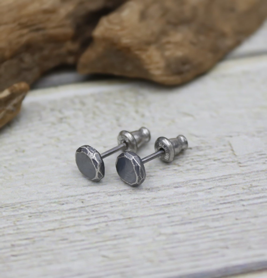 Silver Stud Earrings Rustic Silver Studs Sterling Silver Ball Etsy