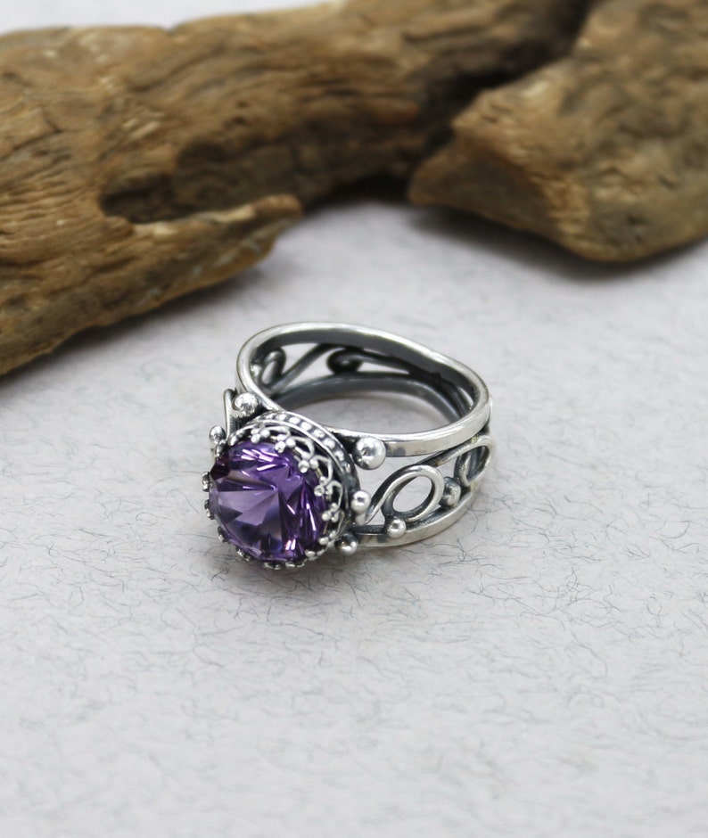 Antique Amethyst Ring For Men For Woman Amethyst Engagement Ring Amethyst Promise Ring Amethyst Anniversary Ring Sterling Silver Gift