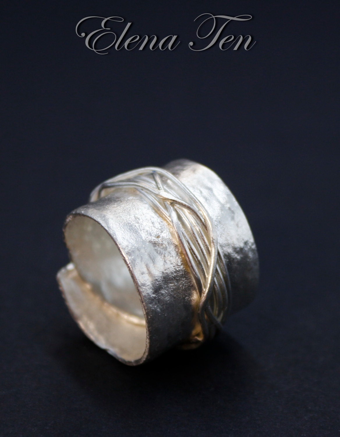 Wide Band Ring Sterling Silver Ring Unique Rings Vintage Etsy