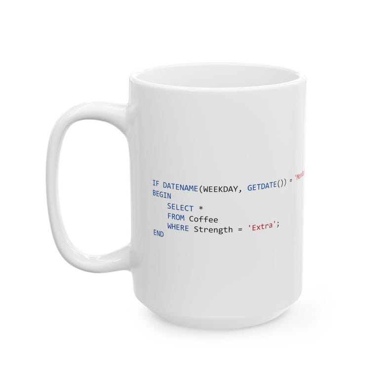 SQL Code Snippets Mug | Programmer Coffee Cup (11oz, 15oz) image 1