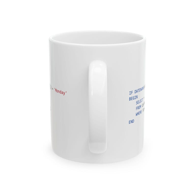 SQL Code Snippets Mug | Programmer Coffee Cup (11oz, 15oz) image 4