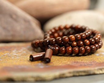 Red Sandalwood Mala • Red Sandalwood Necklace • 8mm • Red Sandalwood Wrap Bracelet • Gift for Yoga Lovers • Buddhist Mala Necklace • 3630