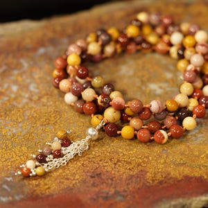Mookait Jaspis geknotete Mala • 6 mm • 108+ • Spirituelles Entdecker Geschenk • Zierlicher Schmuck • Erdungs Schmuck • Einzigartiges spirituelles Werkzeug • 4594