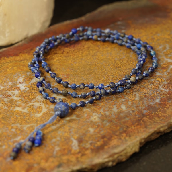 Matte Lapis Lazuli Mala • Matte Lapis Mala Necklace • 4mm • 6mm • 8mm • Spiritual Jewelry • Men's Jewelry • Matte Lapis Mala Beads • 4104