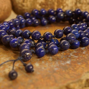 Lapis Lazuli Mala • AAA* (Highest Quality) • Hand-Knotted Mala • 8mm • Beads for Communication • Jewelry for Men • Lapis Mala • 3058