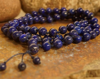 Lapis Lazuli Mala • AAA • Hand-Knotted Mala • 8mm • Beads for Communication • Jewelry for Men • Lapis Mala • 3058
