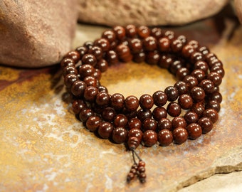 Red Sandalwood Mala • Adjustable, Stretchable Mala • 10mm • Rakta Chandan Mala • Lal Chandan Mala Beads • Red Sandalwood Stretch Mala • 3622