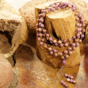 Phosphosiderite Mala • Phosphosiderite Necklace • Hand-Knotted Mala • 6mm • Knotted Mala Beads • Purple Mala • Violet Mala Necklace • 3928