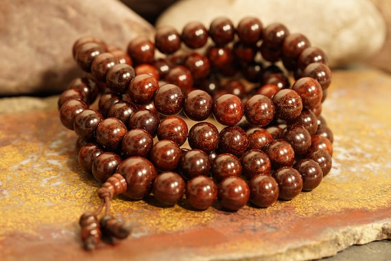 Red Sandalwood Mala Adjustable, Stretchable Mala 12mm Rakta