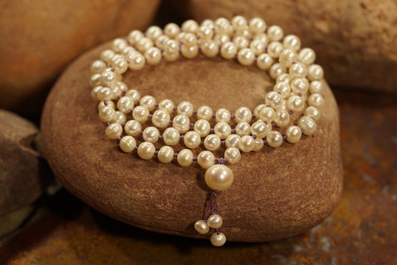 Pearl Mala Necklace Freshwater Pearl Necklace 4-11mm Natural Pearl Necklace Mermaid Necklace Elegant Necklace Pearl Mala 3595 image 1