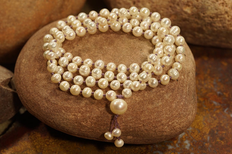 Pearl Mala Necklace Freshwater Pearl Necklace 4-11mm Natural Pearl Necklace Mermaid Necklace Elegant Necklace Pearl Mala 3595 image 6