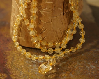Natural Citrine Mala Necklace • Citrine Mala Beads • 6mm or 8mm • Crystal Necklace • 108+1 • Wealth Abundance and Creativity • AG4659