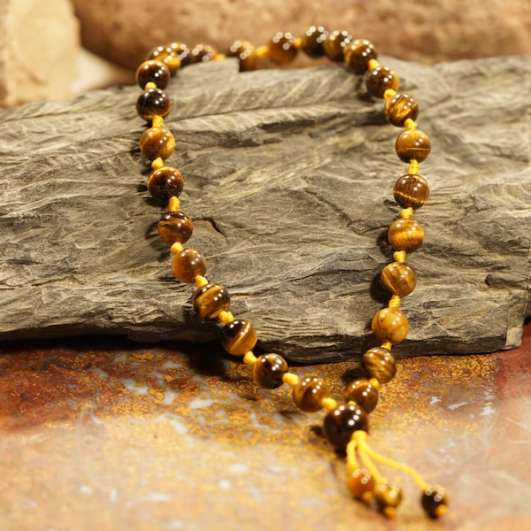 Tiger Eye Pocket Mala • AAA • 27+1 Bead Mala • 8mm • Tiger Eye Worry Beads • 8mm • Tiger Eye Mini Mala • Jewelry Men • Quarter Mala • 3939