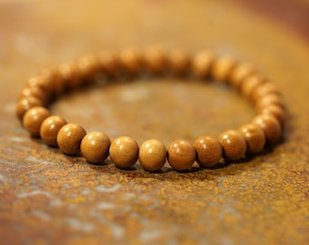 Mysore Sandalwood Bracelet • Sandalwood Stretch Bracelet • 8mm • Aromatic Sandalwood Beads • Sandalwood Elastic Bracelet • 4267-08