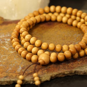 Mysore Sandalwood Mala • Aromatic Sandalwood Prayer Beads • Sandalwood Mala Beads • Not Knotted Mala • 6mm • 7mm •  8mm • 10mm 12mm • 3102