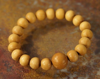 Sandalwood Bracelet • Mysore Sandalwood Stretch Bracelet • Elastic Bracelet • Pocket Mala • 12mm • Wrist Mala • Hand Mala • 4856-12