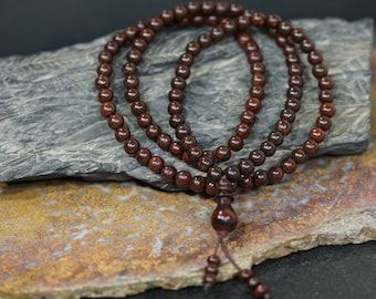 Red Sandalwood Mala • Red Sandalwood Necklace • 6mm • 8mm • 10mm • 12mm • Red Sandalwood Bracelet • Wrap Bracelet • Gift Yoga Lovers • 4640