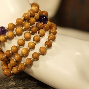 Mysore Sandalwood Mala • 108+3+1 • Mala with 3 Marker Beads • Mala without a Tassel • Sandalwood Wrap Bracelet • 6mm or 8mm • 4579