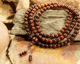 Red Sandalwood Mala • Adjustable, Stretchable Mala • 9mm • Rakta Chandan Mala • Lal Chandan Mala Beads • Red Sandalwood Stretch Mala • 3628