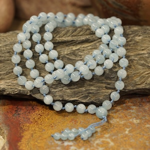 Aquamarine Mala Necklace • Aquamarine Mala • Throat Chakra • Aquamarine AAA • 6mm • 8mm • Beads Courage • Communication • 4130