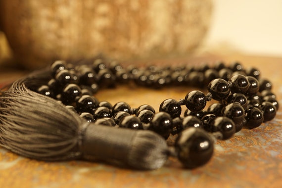 Black tourmaline mala beads sale