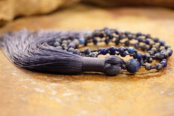 Matte Lapis Lazuli Mala Matte Lapis Mala Necklace 4mm 6mm 8mm