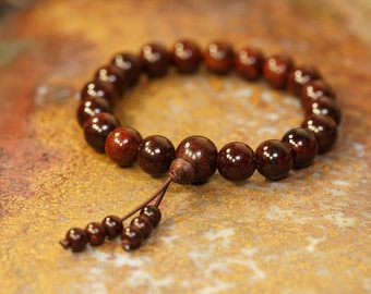 Red Sandalwood Bracelet • 12mm • Red Sandalwood Stretch Bracelet • Buddhist Bracelet • Wrist Mala • Beaded Bracelet • 4080-12