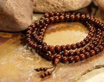 Red Sandalwood Mala • Adjustable, Stretchable Mala • 10mm • Rakta Chandan Mala • Lal Chandan Mala Beads • Red Sandalwood Stretch Mala • 3629