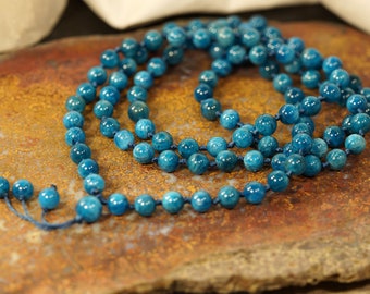 Blue Apatite Hand Knotted Mala • 108+1 • Blue Apatite Necklace • 6mm • 8mm • Blue Apatite Wrap Bracelet • 4576X