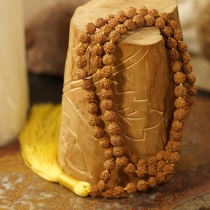 Rudraksha Hand Knotted Mala • 7mm • Undyed Rudraksha Mala Necklace • 108+1 • Rudraksha Mala Beads •  X0045