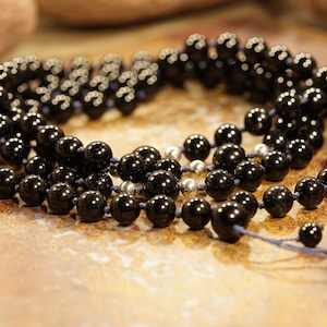 Large Black Tourmaline Mala • Black Tourmaline Necklace • 10mm • 108+3+1 • Mala with Spacers • 3976