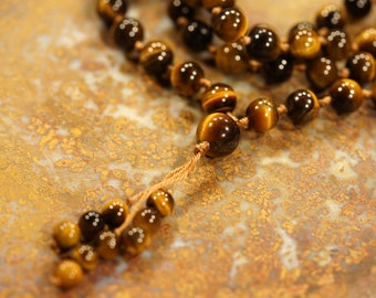 Collier Mala Rudraksha Turquoise Et Or - Bijou Yoga œil Shi - Neuf