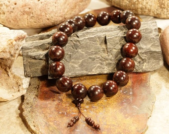 Red Sandalwood Pocket Mala • 18 Bead + Guru Mala • Adjustable, Stretchable Mala • 20mm • Red Sandalwood Worry Beads • 3911