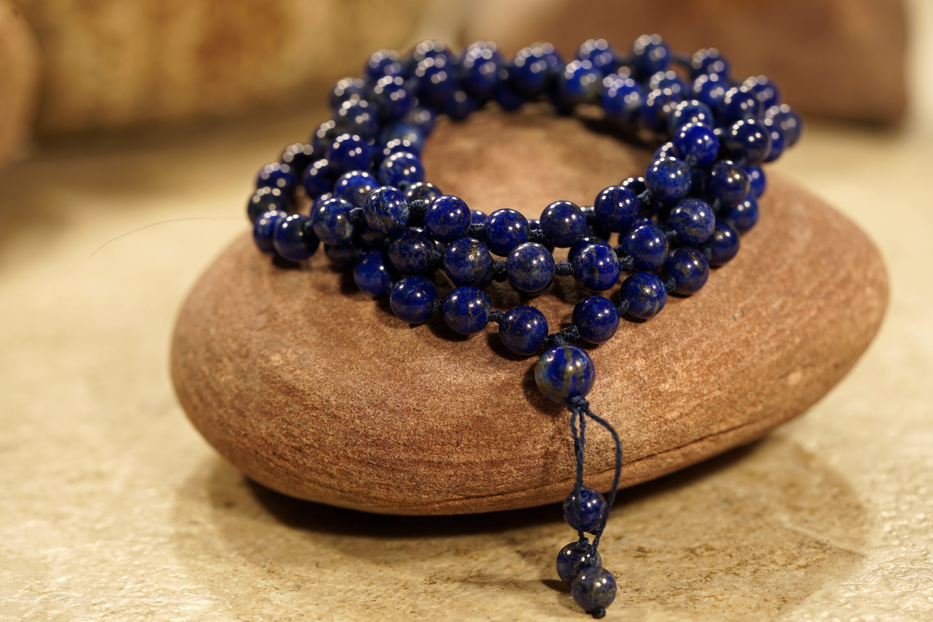 Mens Lapis Yin Yang Mala Bracelet | औं 5th Element Yoga